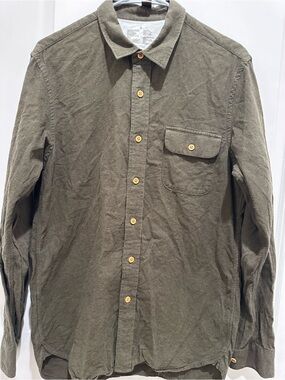 Muji Olive Green Casual Button-Down Shirt